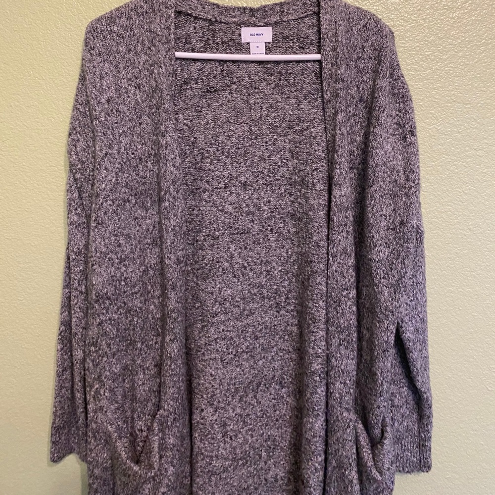 Gray knit long cardigan